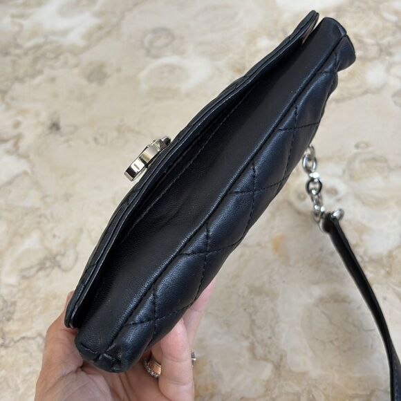 Calvin Klein Quilted Lambskin Leather Padlock & Chain Strap Mini Crossbody Bag - Picture 10 of 15